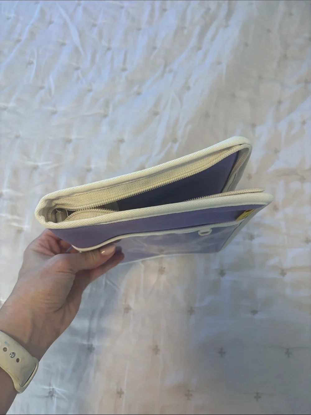 Funnymade Purple Canvas and Clear Organizer Pouch 6 ring binder a5 pocket purple